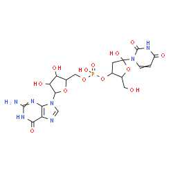 ChemSpider 2D Image | [5-(2-Amino-6-oxo-1,6-dihydro-9H-purin-9-yl)-3,4-dihydroxytetrahydro-2-furanyl]methyl 5-(2,4-dioxo-3,4-dihydro-1(2H)-pyrimidinyl)-5-hydroxy-2-(hydroxymethyl)tetrahydro-3-furanyl hydrogen phosphate (no
n-preferred name) | C19H24N7O13P