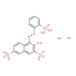 ChemSpider 2D Image | Disodium 4-[(2-arsonophenyl)diazenyl]-3-hydroxy-2,7-naphthalenedisulfonate | C16H11AsN2Na2O10S2