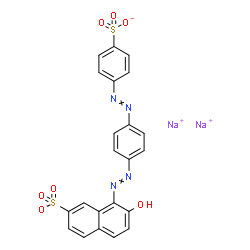 ChemSpider 2D Image | Disodium 7-hydroxy-8-({4-[(4-sulfonatophenyl)diazenyl]phenyl}diazenyl)-2-naphthalenesulfonate | C22H14N4Na2O7S2