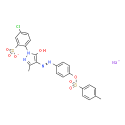ChemSpider 2D Image | Sodium 5-chloro-2-{5-hydroxy-3-methyl-4-[(4-{[(4-methylphenyl)sulfonyl]oxy}phenyl)diazenyl]-1H-pyrazol-1-yl}benzenesulfonate | C23H18ClN4NaO7S2