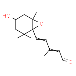 ChemSpider 2D Image | 5-(4-Hydroxy-2,2,6-trimethyl-7-oxabicyclo[4.1.0]hept-1-yl)-3-methyl-2,4-pentadienal | C15H22O3