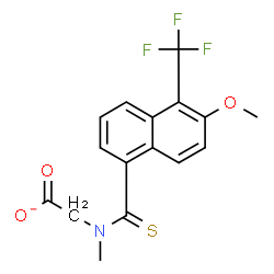 ChemSpider 2D Image | [{[6-Methoxy-5-(trifluoromethyl)-1-naphthyl]carbonothioyl}(methyl)amino]acetate | C16H13F3NO3S