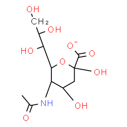 ChemSpider 2D Image | 5-Acetamido-3,5-dideoxy-6-(1,2,3-trihydroxypropyl)hex-2-ulopyranosonate | C11H18NO9