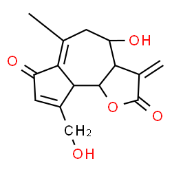 ChemSpider 2D Image | 4-Hydroxy-9-(hydroxymethyl)-6-methyl-3-methylene-3,3a,4,5,9a,9b-hexahydroazuleno[4,5-b]furan-2,7-dione | C15H16O5