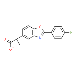 ChemSpider 2D Image | 2-[2-(4-Fluorophenyl)-1,3-benzoxazol-5-yl]propanoate | C16H11FNO3