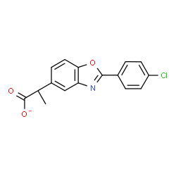 ChemSpider 2D Image | 2-[2-(4-Chlorophenyl)-1,3-benzoxazol-5-yl]propanoate | C16H11ClNO3