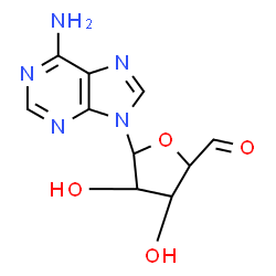ChemSpider 2D Image | 9-(Pentodialdo-1,4-furanosyl)-9H-purin-6-amine | C10H11N5O4