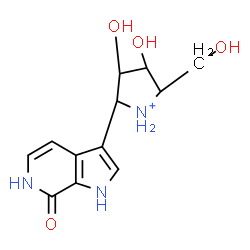 ChemSpider 2D Image | 3,4-Dihydroxy-2-(hydroxymethyl)-5-(7-oxo-6,7-dihydro-1H-pyrrolo[2,3-c]pyridin-3-yl)pyrrolidinium | C12H16N3O4