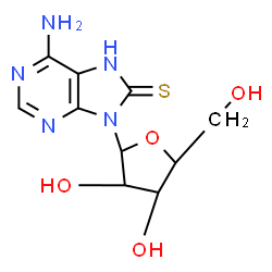 ChemSpider 2D Image | 6-Amino-9-pentofuranosyl-7,9-dihydro-8H-purine-8-thione | C10H13N5O4S