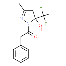 ChemSpider 2D Image | 1-[5-Hydroxy-3-methyl-5-(trifluoromethyl)-4,5-dihydro-1H-pyrazol-1-yl]-2-phenylethanone | C13H13F3N2O2