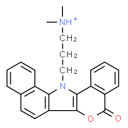 ChemSpider 2D Image | N,N-Dimethyl-3-(5-oxobenzo[g]isochromeno[4,3-b]indol-13(5H)-yl)-1-propanaminium | C24H23N2O2