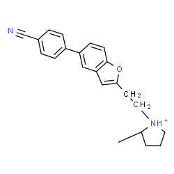 ChemSpider 2D Image | 1-{2-[5-(4-Cyanophenyl)-1-benzofuran-2-yl]ethyl}-2-methylpyrrolidinium | C22H23N2O
