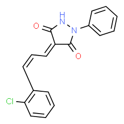 ChemSpider 2D Image | (4E)-4-[(2Z)-3-(2-Chlorophenyl)-2-propen-1-ylidene]-1-phenyl-3,5-pyrazolidinedione | C18H13ClN2O2