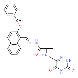 ChemSpider 2D Image | N'-{(E)-[2-(Benzyloxy)-1-naphthyl]methylene}-2-[(3,5-dioxo-2,3,4,5-tetrahydro-1,2,4-triazin-6-yl)amino]propanehydrazide | C24H22N6O4