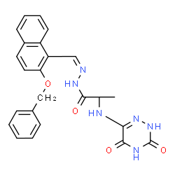 ChemSpider 2D Image | N'-{(Z)-[2-(Benzyloxy)-1-naphthyl]methylene}-2-[(3,5-dioxo-2,3,4,5-tetrahydro-1,2,4-triazin-6-yl)amino]propanehydrazide | C24H22N6O4