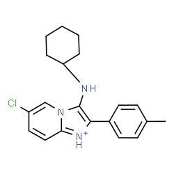 ChemSpider 2D Image | 6-Chloro-3-(cyclohexylamino)-2-(4-methylphenyl)imidazo[1,2-a]pyridin-1-ium | C20H23ClN3
