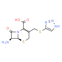 ChemSpider 2D Image | (6S,7S)-7-Amino-8-oxo-3-[(1H-1,2,3-triazol-4-ylsulfanyl)methyl]-5-thia-1-azabicyclo[4.2.0]oct-2-ene-2-carboxylic acid | C10H11N5O3S2