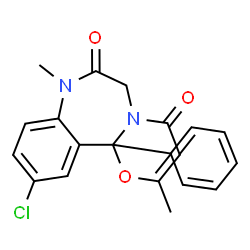 ChemSpider 2D Image | 11-Chloro-2,8-dimethyl-12b-phenyl-8,12b-dihydro-4H-[1,3]oxazino[3,2-d][1,4]benzodiazepine-4,7(6H)-dione | C20H17ClN2O3