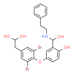 ChemSpider 2D Image | 2-[3,5-Dibromo-4-(4-hydroxy-3-{hydroxy[(2-phenylethyl)amino]methyl}phenoxy)phenyl]-1,1-ethanediolato | C23H23Br2NO5