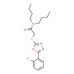 ChemSpider 2D Image | N,N-Dibutyl-2-{[5-(2-chlorophenyl)-1,3,4-oxadiazol-2-yl]sulfanyl}acetamide | C18H24ClN3O2S