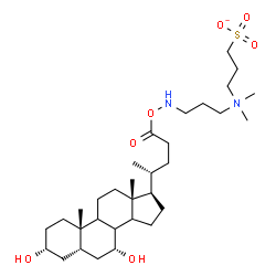 ChemSpider 2D Image | 3-[3-[[(4R)-4-[(3R,5S,7R,10S,13R,17R)-3,7-dihydroxy-10,13-dimethyl-2,3,4,5,6,7,8,9,11,12,14,15,16,17-tetradecahydro-1H-cyclopenta[a]phenanthren-17-yl]pentanoyl]oxyamino]propyl-dimethyl-$l^{5}-azanyl]propane-1-sulfonate | C32H58N2O7S