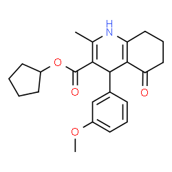 ChemSpider 2D Image | Cyclopentyl 4-(3-methoxyphenyl)-2-methyl-5-oxo-1,4,5,6,7,8-hexahydro-3-quinolinecarboxylate | C23H27NO4