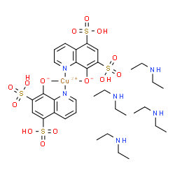 ChemSpider 2D Image | Bis[8-(hydroxy-kappaO)-5,7-quinolinedisulfonato-kappaN]copper - N-ethylethanamine (1:4) | C34H56CuN6O14S4