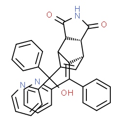 ChemSpider 2D Image | (1R,2R,10Z)-8-[Hydroxy(phenyl)2-pyridinylmethyl]-10-[phenyl(2-pyridinyl)methylene]-4-azatricyclo[5.2.1.0~2,6~]dec-8-ene-3,5-dione | C33H25N3O3