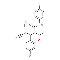 ChemSpider 2D Image | 2-Acetyl-3-(4-chlorophenyl)-4,4-dicyano-N-(4-fluorophenyl)butanamide | C20H15ClFN3O2