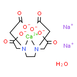 ChemSpider 2D Image | Sodium {2,2',2'',2'''-[1,2-ethanediyldi(nitrilo-kappaN)]tetraacetato(4-)}calcate(2-) hydrate (2:1:1) | C10H14CaN2Na2O9