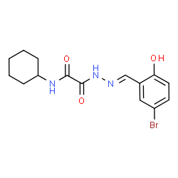 ChemSpider 2D Image | 2-[(2E)-2-(5-Bromo-2-hydroxybenzylidene)hydrazino]-N-cyclohexyl-2-oxoacetamide | C15H18BrN3O3