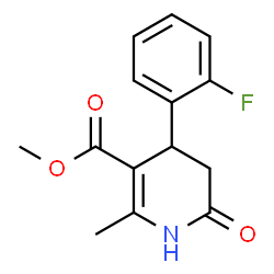 ChemSpider 2D Image | Methyl 4-(2-fluorophenyl)-2-methyl-6-oxo-1,4,5,6-tetrahydro-3-pyridinecarboxylate | C14H14FNO3