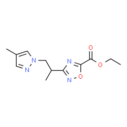 ChemSpider 2D Image | ethyl 3-[1-(4-methylpyrazol-1-yl)propan-2-yl]-1,2,4-oxadiazole-5-carboxylate | C12H16N4O3