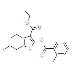 ChemSpider 2D Image | Ethyl 4,5,6,7-tetrahydro-6-methyl-2-[(2-methylbenzoyl)amino]benzo[b]thiophene-3-carboxylate | C20H23NO3S