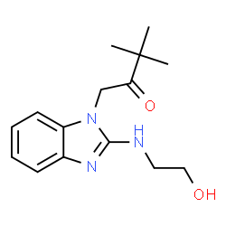 ChemSpider 2D Image | 1-{2-[(2-Hydroxyethyl)amino]-1H-benzimidazol-1-yl}-3,3-dimethyl-2-butanone | C15H21N3O2