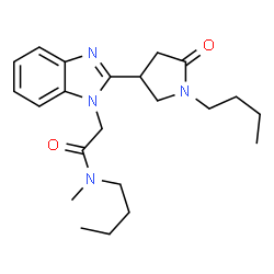 ChemSpider 2D Image | N-Butyl-2-[2-(1-butyl-5-oxo-3-pyrrolidinyl)-1H-benzimidazol-1-yl]-N-methylacetamide | C22H32N4O2