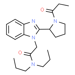 ChemSpider 2D Image | 2-[2-(1-Propionyl-2-pyrrolidinyl)-1H-benzimidazol-1-yl]-N,N-dipropylacetamide | C22H32N4O2