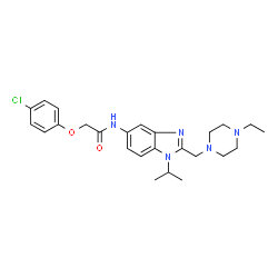 ChemSpider 2D Image | 2-(4-Chlorophenoxy)-N-{2-[(4-ethyl-1-piperazinyl)methyl]-1-isopropyl-1H-benzimidazol-5-yl}acetamide | C25H32ClN5O2