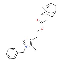 ChemSpider 2D Image | 3-Benzyl-4-methyl-5-{2-[2-(3-methyladamantan-1-yl)acetoxy]ethyl}-1,3-thiazol-3-ium | C26H34NO2S