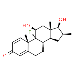 ChemSpider 2D Image | (11beta,16beta,17beta)-9-Fluoro-11,17-dihydroxy-16-methylandrosta-1,4-dien-3-one | C20H27FO3