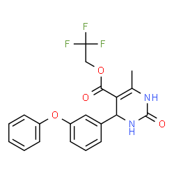 ChemSpider 2D Image | 2,2,2-Trifluoroethyl 6-methyl-2-oxo-4-(3-phenoxyphenyl)-1,2,3,4-tetrahydro-5-pyrimidinecarboxylate | C20H17F3N2O4
