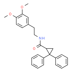 ChemSpider 2D Image | N-[2-(3,4-Dimethoxyphenyl)ethyl]-2,2-diphenylcyclopropanecarboxamide | C26H27NO3