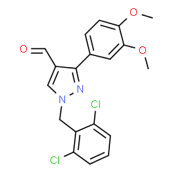 ChemSpider 2D Image | 1-(2,6-Dichlorobenzyl)-3-(3,4-dimethoxyphenyl)-1H-pyrazole-4-carbaldehyde | C19H16Cl2N2O3
