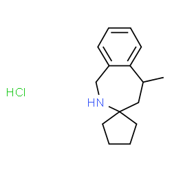 ChemSpider 2D Image | 5-Methyl-1,2,4,5-tetrahydrospiro[2-benzazepine-3,1'-cyclopentane] hydrochloride (1:1) | C15H22ClN