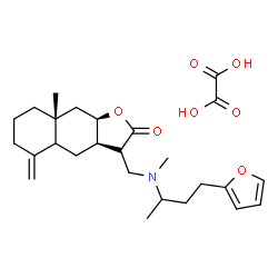 ChemSpider 2D Image | (3S,3aR,8aR,9aR)-3-({[4-(2-Furyl)-2-butanyl](methyl)amino}methyl)-8a-methyl-5-methylenedecahydronaphtho[2,3-b]furan-2(3H)-one ethanedioate (1:1) | C26H37NO7