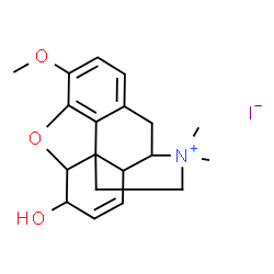 ChemSpider 2D Image | 6-Hydroxy-3-methoxy-17,17-dimethyl-7,8-didehydro-4,5-epoxymorphinan-17-ium iodide | C19H24INO3