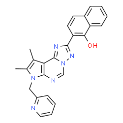 ChemSpider 2D Image | 2-[8,9-Dimethyl-7-(2-pyridinylmethyl)-7H-pyrrolo[3,2-e][1,2,4]triazolo[1,5-c]pyrimidin-2-yl]-1-naphthol | C25H20N6O