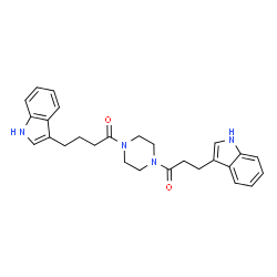 ChemSpider 2D Image | 4-(1H-Indol-3-yl)-1-{4-[3-(1H-indol-3-yl)propanoyl]-1-piperazinyl}-1-butanone | C27H30N4O2