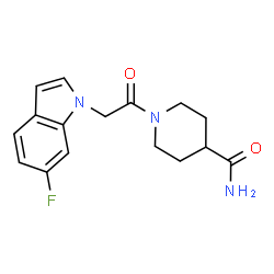 ChemSpider 2D Image | 1-[(6-Fluoro-1H-indol-1-yl)acetyl]-4-piperidinecarboxamide | C16H18FN3O2