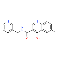 ChemSpider 2D Image | 6-Fluoro-4-hydroxy-N-(3-pyridinylmethyl)-3-quinolinecarboxamide | C16H12FN3O2